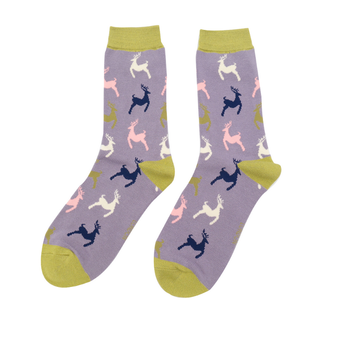 Leaping Deer Socks Lilac