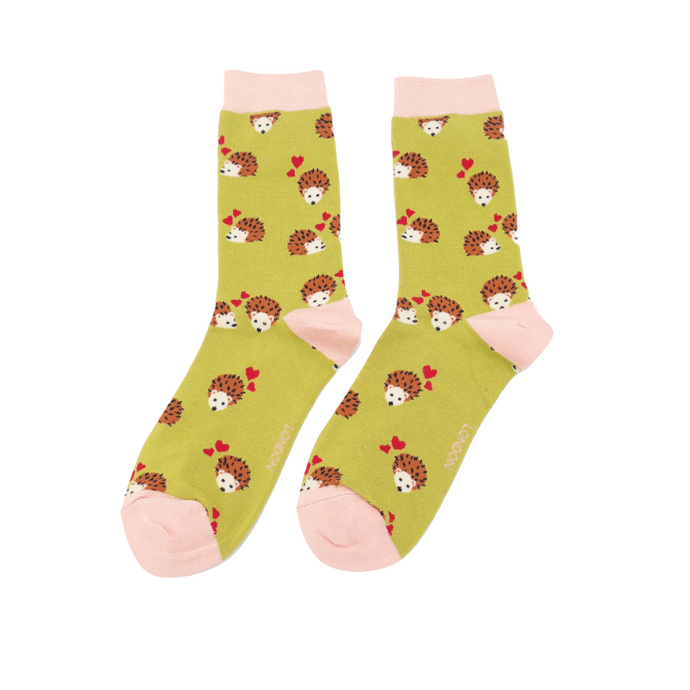 Hearts & Hedgehogs Socks Green