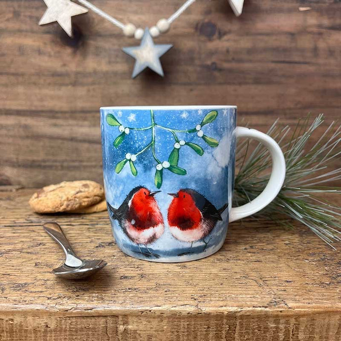 Robin and Mistletoe Christmas Mug
