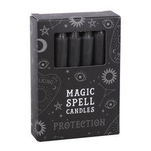 Load image into Gallery viewer, PACK OF 12 BLACK &#39;PROTECTION&#39; SPELL CANDLES
