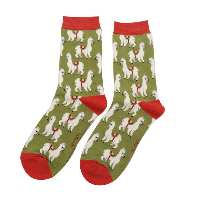 Llamas Socks Olive