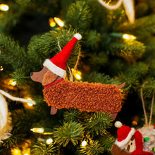 Load image into Gallery viewer, Festive Daschund Hanging decoration
