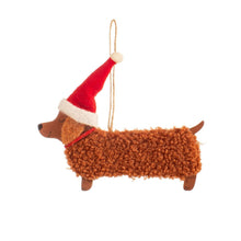 Load image into Gallery viewer, Festive Daschund Hanging decoration
