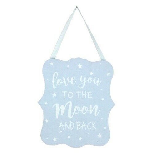 Blue Wooden 'Love you to the Moon and Back' Plaque