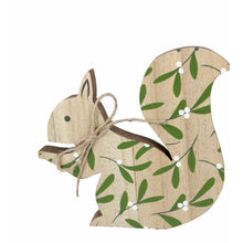 Load image into Gallery viewer, Christmas Wooden Squirrel or Fox with Painted Mistletoe
