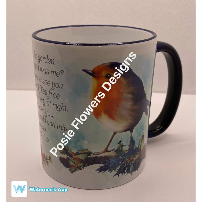 Robin in the Garden remembrance mug