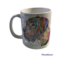 Load image into Gallery viewer, Great Dane mug and coaster set, rainbow colours, ideal Christmas gift for Great Dane lover, secret Santa
