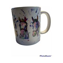 Load image into Gallery viewer, Lovely horse mug, trio of horses, limited design, ideal gift for a horse lover
