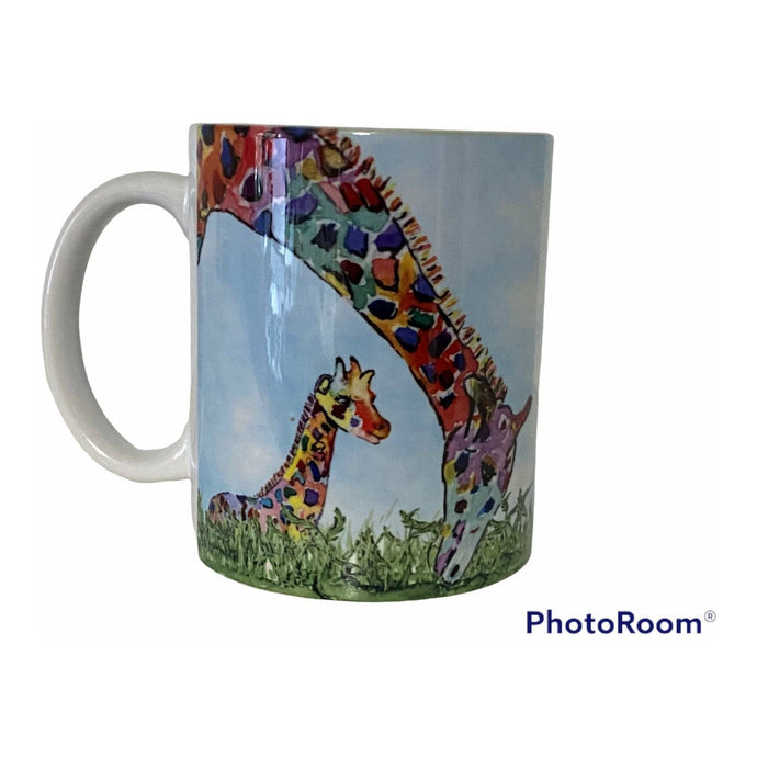 Stunning Rainbow Giraffe and Baby Giraffe Mug, present, gift